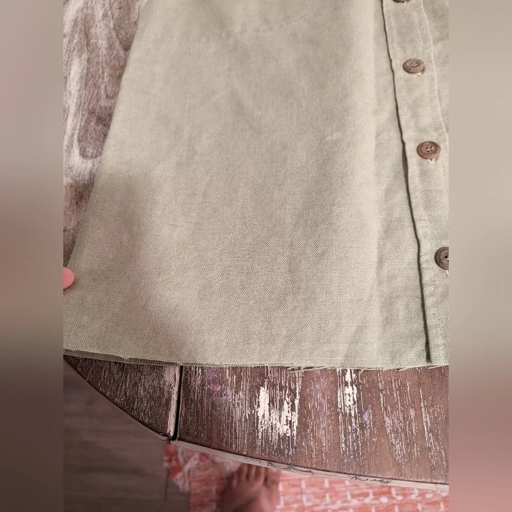 Lizsport‎ Olive green linen skirt size small (Liz Sport).